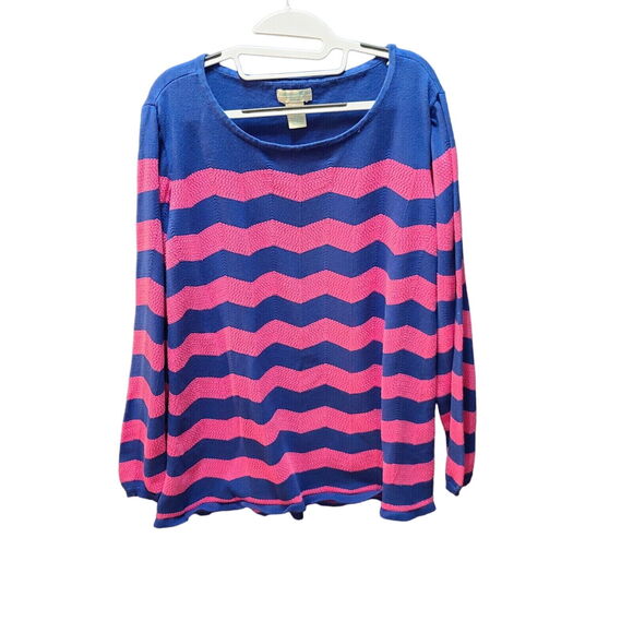 Caribbean Joe Womens Sweater Multicolor Size 2X 100% Cotton Pullover Long Sleeve - Picture 1 of 12